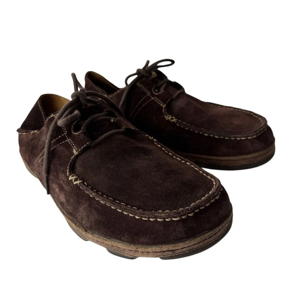 OluKai Brown Leather Lace Up Casual Brown Shoes Moc Toe Comfort Men’s Size 9